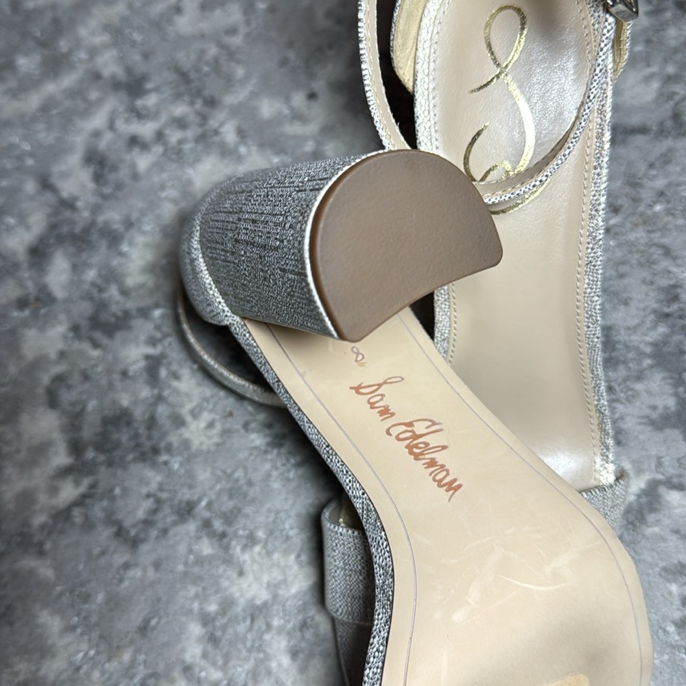 Sam Edelman Yaro Block Heel Sandals Champagne/Light Gold Size 8 New - Picture 5 of 6